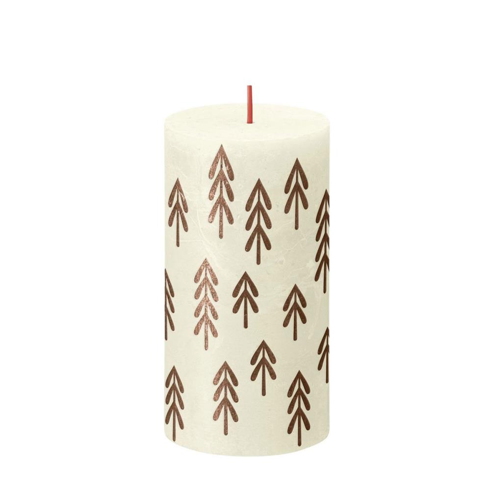 Bolsius Rustic Soft Pearl Festive Tree Pillar Candle - 13cm x 7cm £4.68